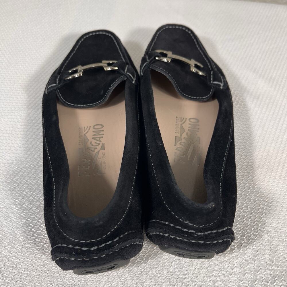 Salvatore Ferragamo Woman’s Black Velvet Sarno Flat Loafer Black‎ Size 5.5 - Picture 5 of 13